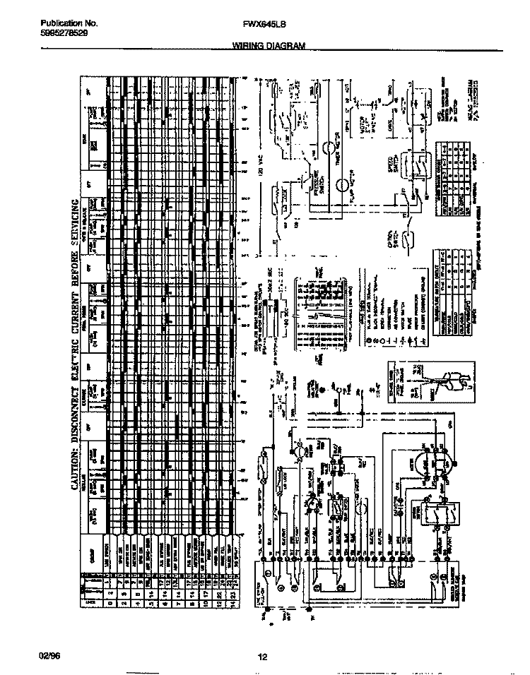 WIRING DIAGRAM Diagram and Parts List for FWX645LBS4  Frigidaire Washer