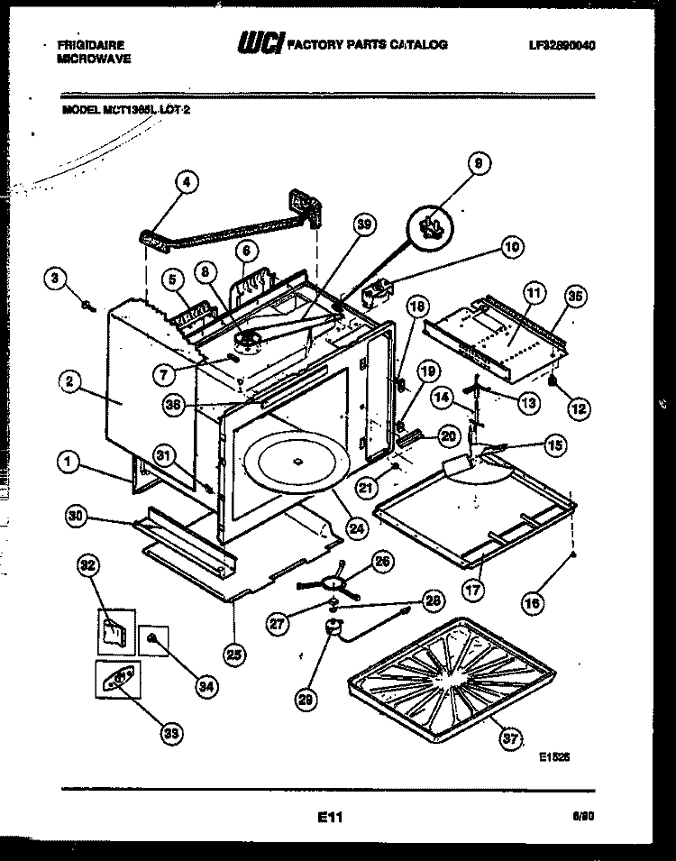 BODY PARTS Diagram and Parts List for MCT1365L2  Frigidaire Microwave