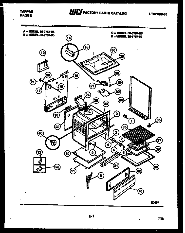 BODY PARTS Diagram and Parts List for 30-2757-66-06  Tappan Range