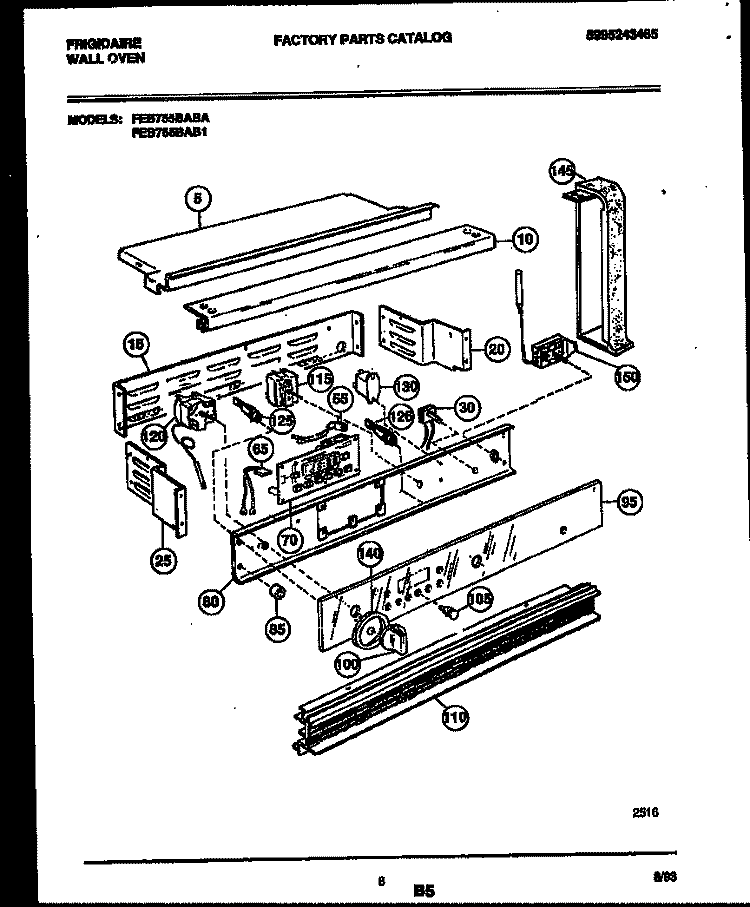 CONTROL PANEL Diagram and Parts List for FEB755BAB1  Frigidaire Wall Oven