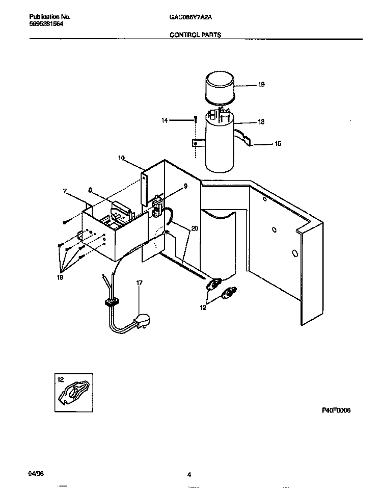 CONTROL PARTS Diagram and Parts List for GAC086Y7A2A  Gibson Air Conditioner