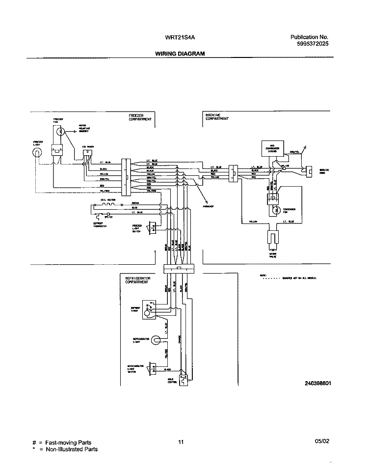 WIRING DIAGRAM Diagram and Parts List for WRT21S4AQ2  Westinghouse Refrigerator
