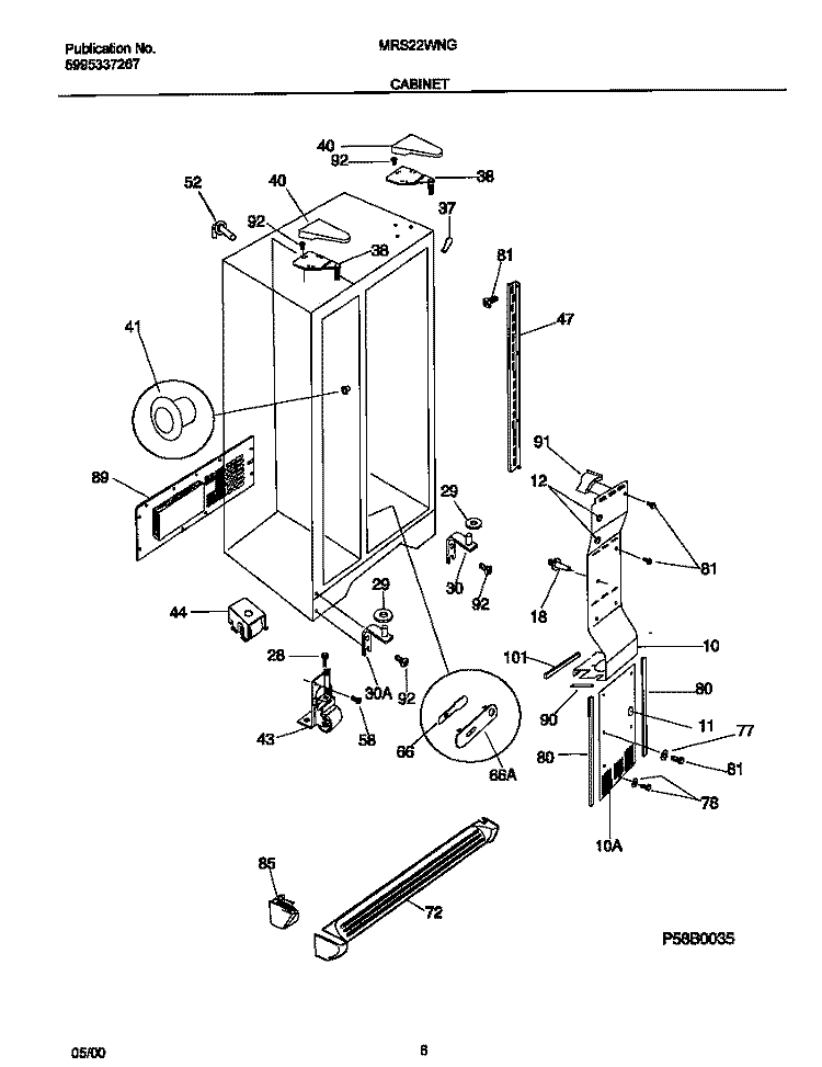 CABINET Diagram and Parts List for MRS22WNGD6  Frigidaire Refrigerator