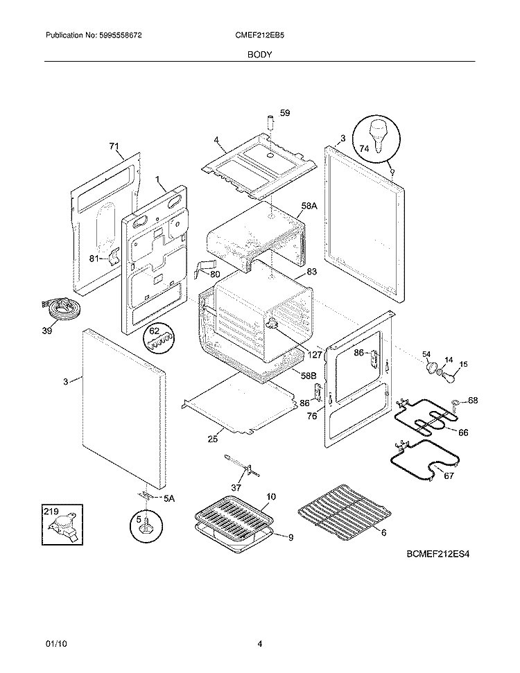 BODY Diagram and Parts List for CMEF212EB5  Uni Range