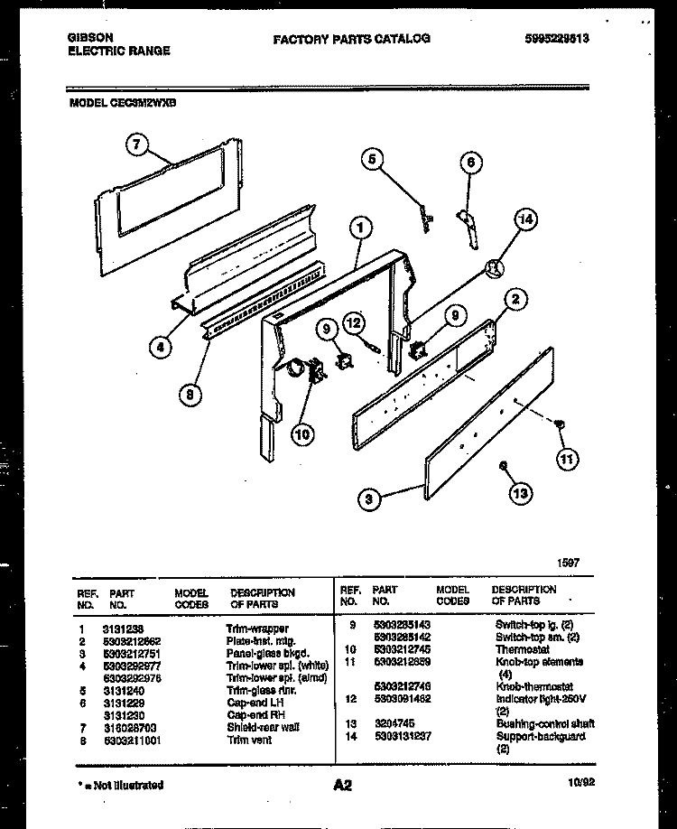 BACKGUARD Diagram and Parts List for CEC3M2WXB  Gibson Range