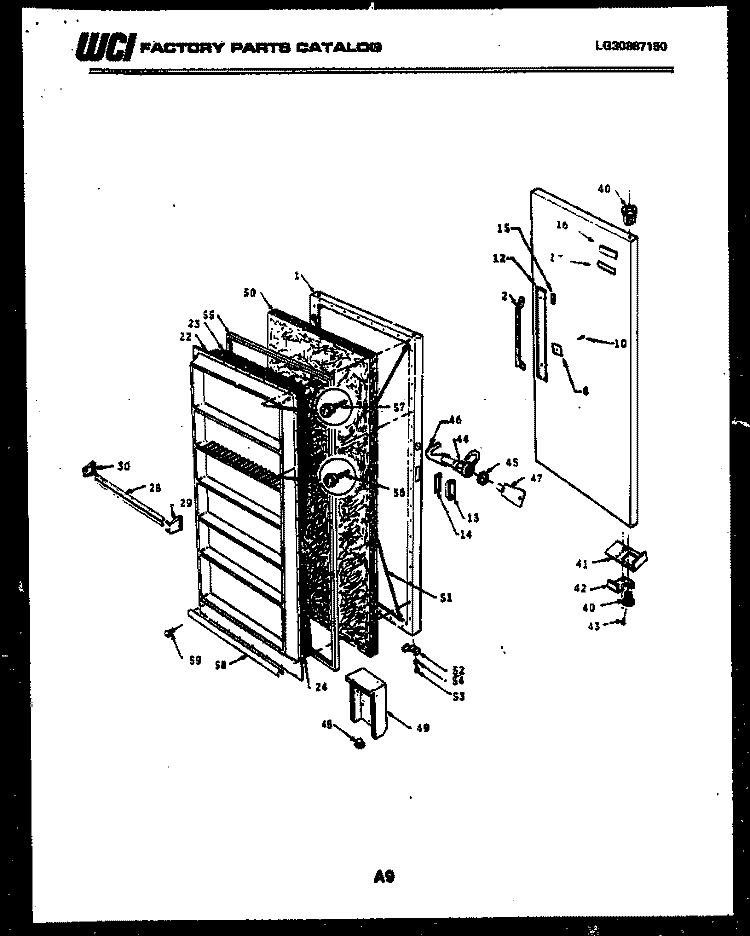 DOOR PARTS Diagram and Parts List for FV16M2WSFC  Gibson Freezer