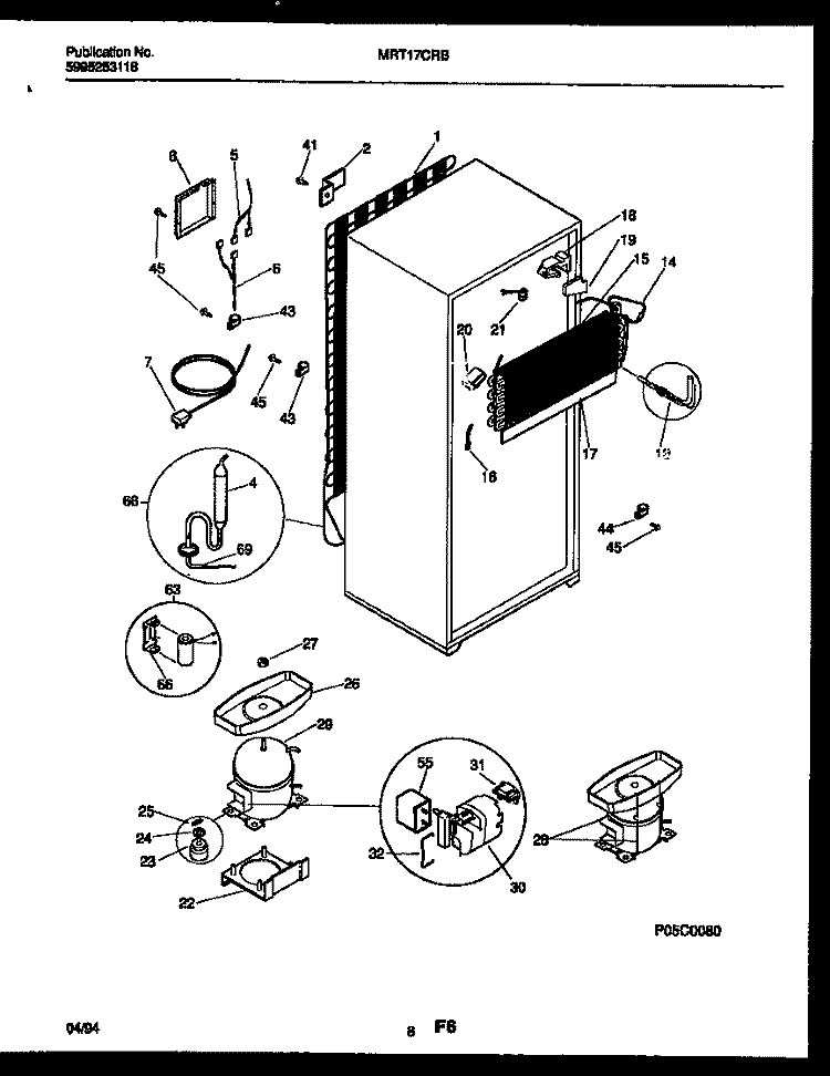 SYSTEM AND AUTOMATIC DEFROST PARTS Diagram and Parts List for MRT17CRBZ0  Frigidaire Refrigerator