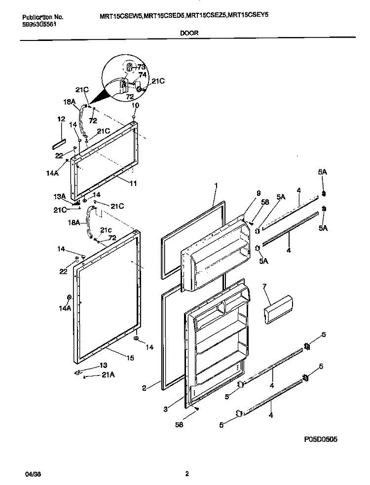 DOORS Diagram and Parts List for MRT15CSEW5  Uni Refrigerator