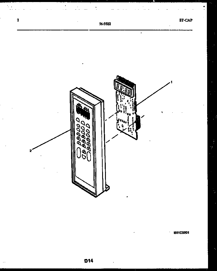 CONTROL PANEL Diagram and Parts List for 56-9502-10-02  Tappan Microwave
