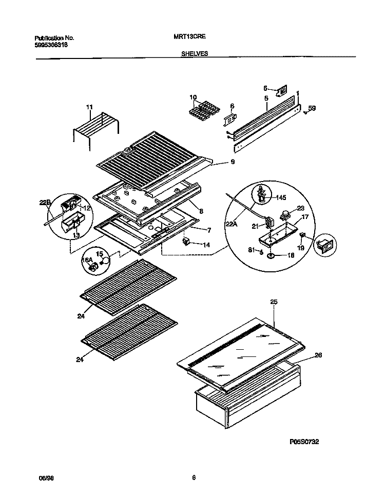 SHELVES Diagram and Parts List for MRT13CREW3  Uni Refrigerator