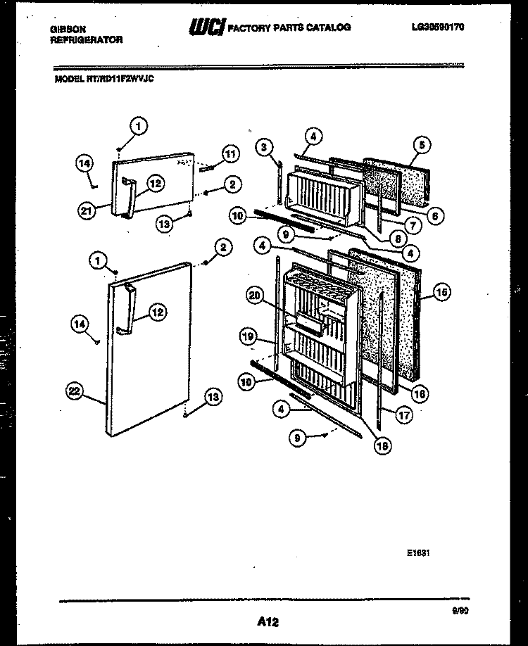 DOOR PARTS Diagram and Parts List for RD11F2WVJC  Gibson Refrigerator