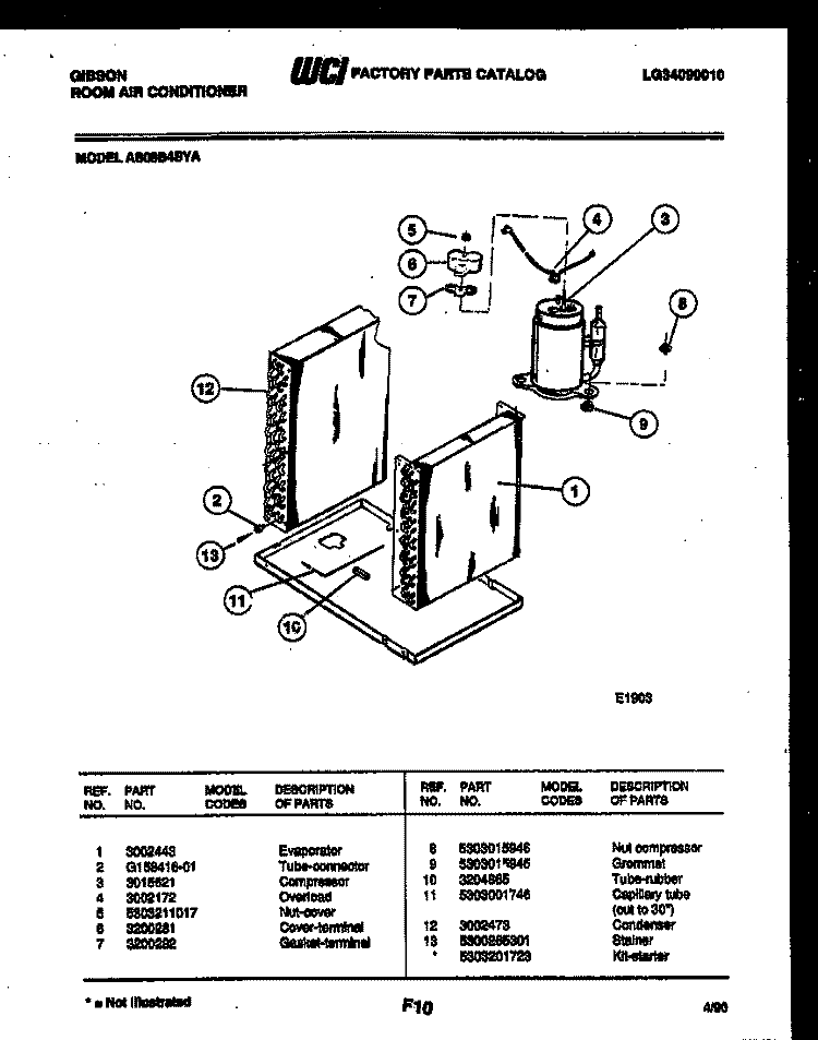 SYSTEM PARTS Diagram and Parts List for AS08B4SYA  Gibson Air Conditioner