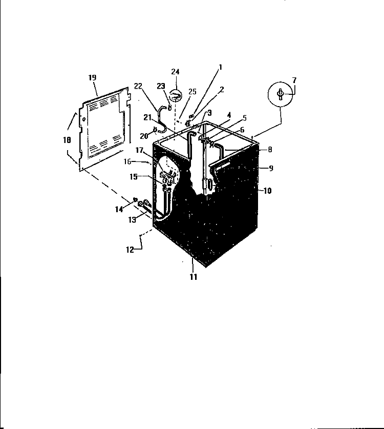 CABINET, HOSES Diagram and Parts List for LA550EXD2  Frigidaire Washer