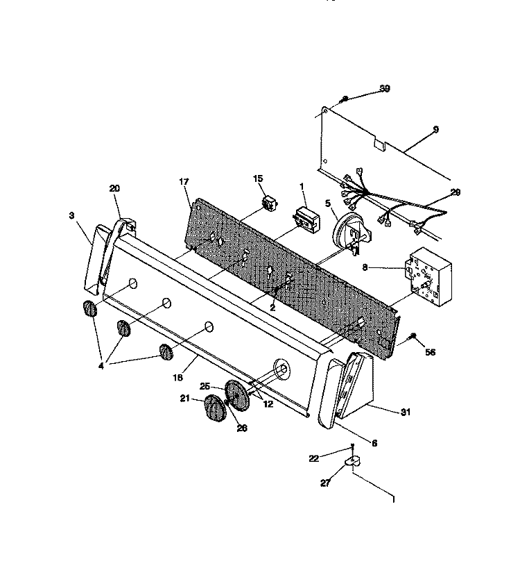 CONTROL PANEL Diagram and Parts List for F21C645CS1  Frigidaire Washer