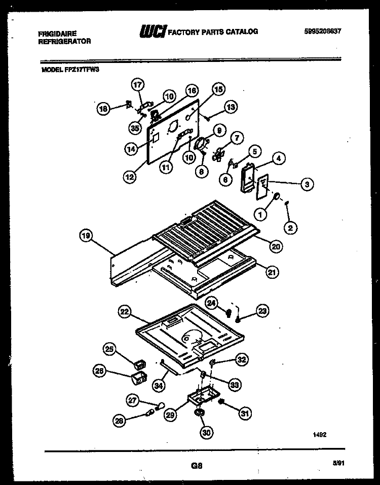 SHELVES AND SUPPORTS Diagram and Parts List for FPZ17TFH3  Frigidaire Refrigerator