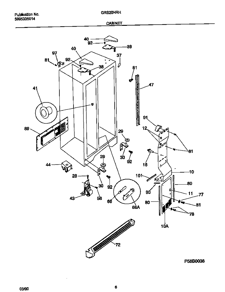 CABINET Diagram and Parts List for GRS20HRHD2  Gibson Refrigerator