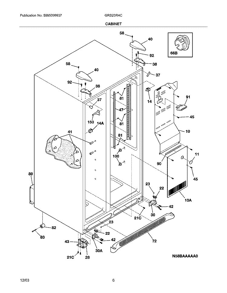 CABINET Diagram and Parts List for GRS23R4CQ3  Gibson Refrigerator