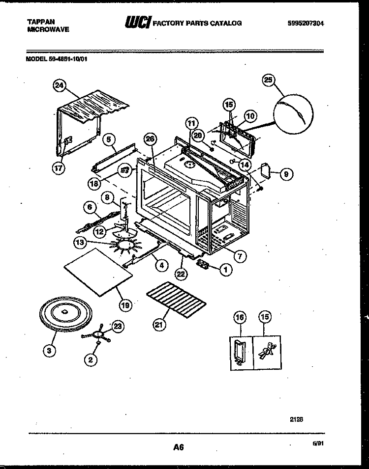 WRAPPER AND BODY PARTS Diagram and Parts List for 56-4851-10-01  Tappan Microwave