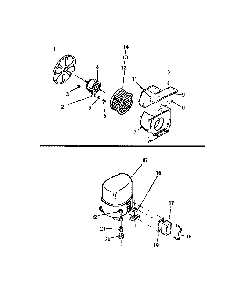 AIR HANDLING PARTS, COMPRESSOR Diagram and Parts List for S418B2SA  Kelvinator Air Conditioner