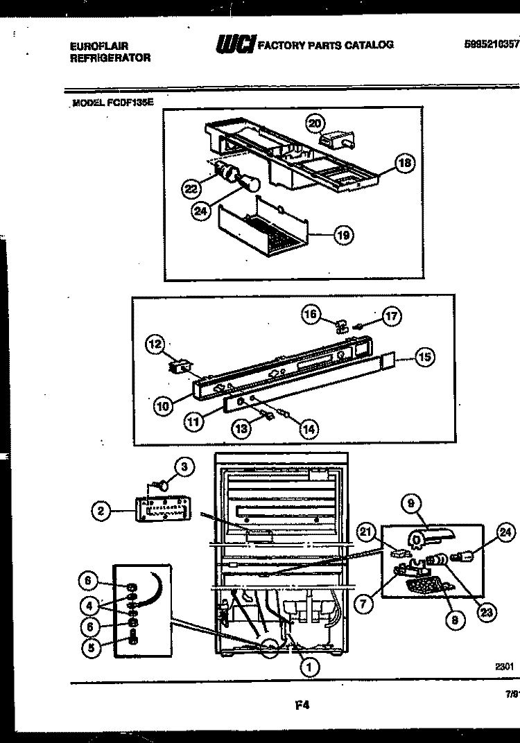 LIGHTING AND CONTROL PARTS Diagram and Parts List for FCDF135E2  Frigidaire Refrigerator