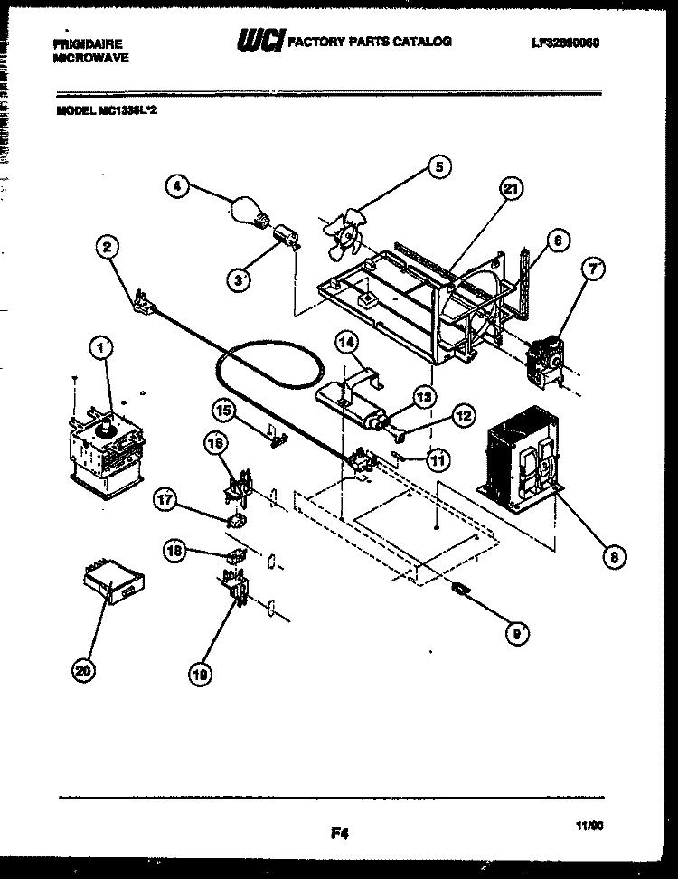 POWER CONTROL Diagram and Parts List for MC1335L2  Frigidaire Microwave