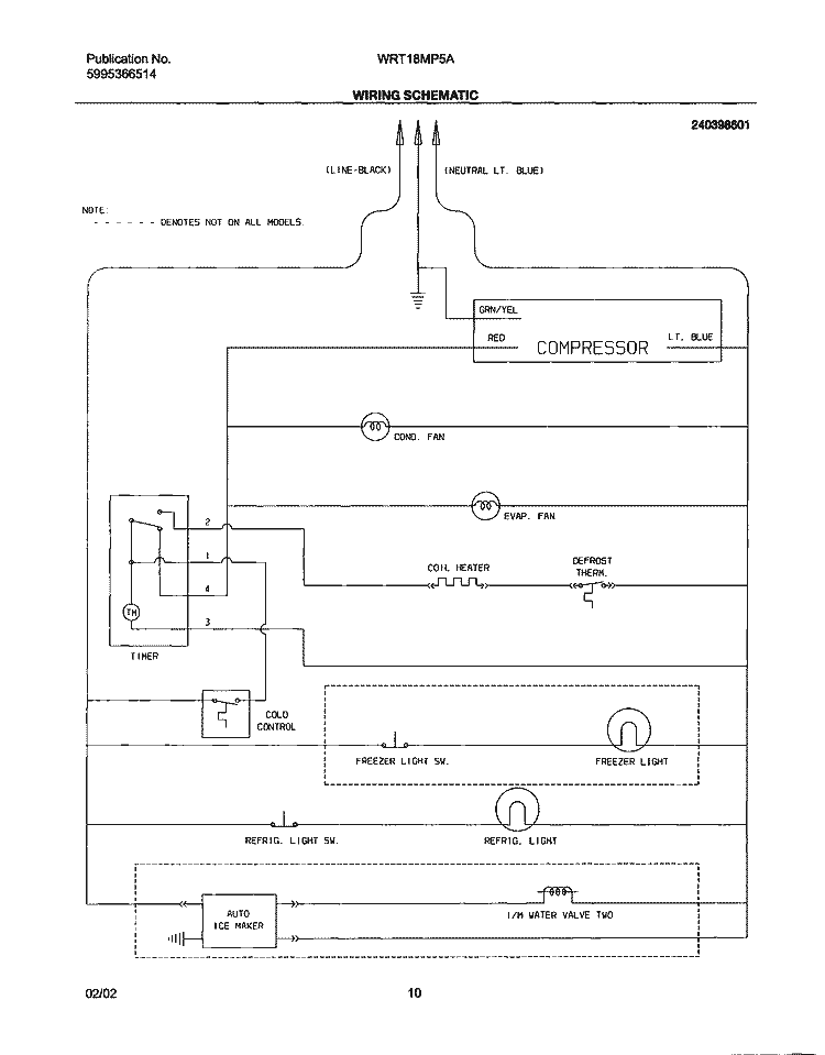 WIRING SCHEMATIC Diagram and Parts List for WRT18MP5AW3  Westinghouse Refrigerator