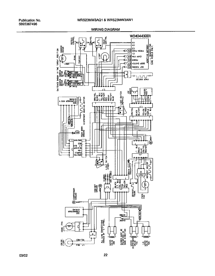 WIRING DIAGRAM Diagram and Parts List for WRS23MW3AW1  Westinghouse Refrigerator