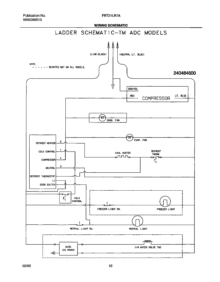 WIRING SCHEMATIC Diagram and Parts List for FRT21LR7AQ5  Frigidaire Refrigerator