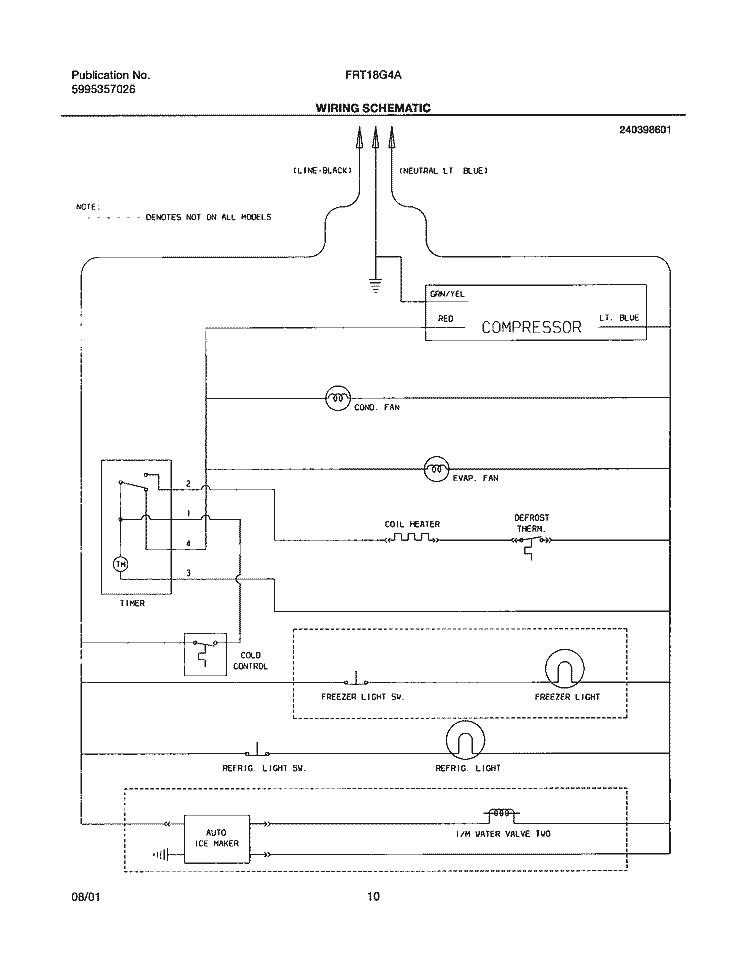 WIRING SCHEMATIC Diagram and Parts List for FRT18G4AQ2  Frigidaire Refrigerator