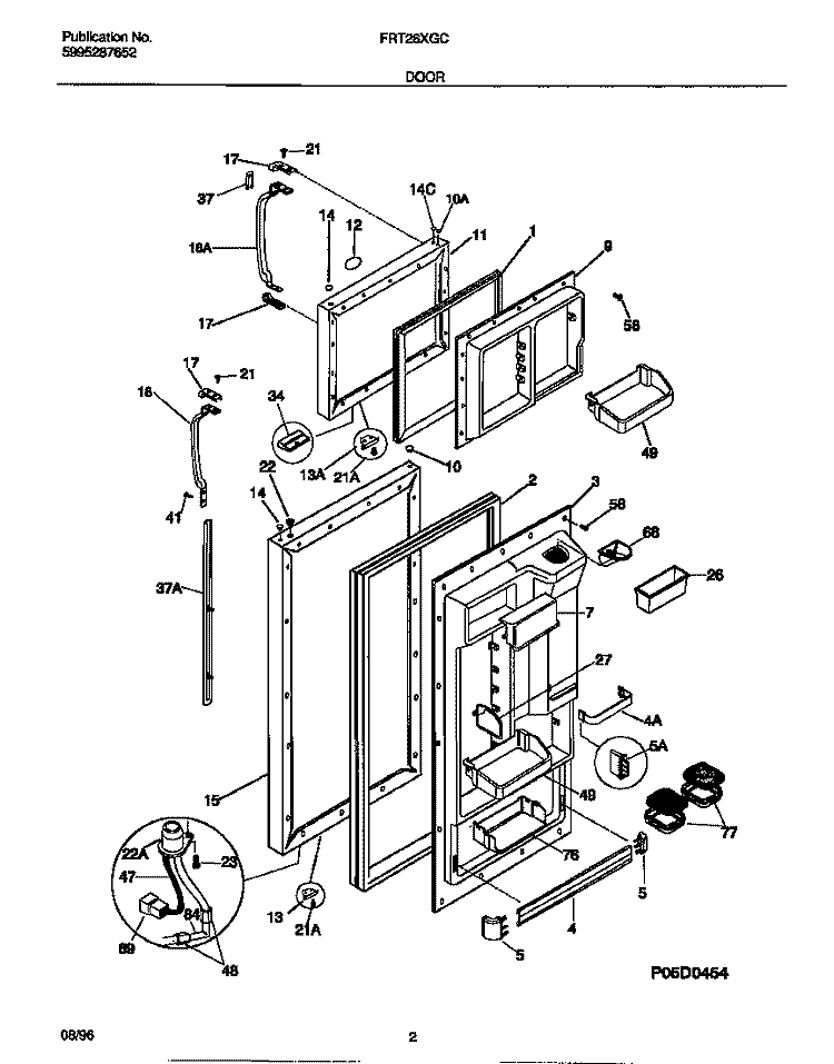 DOOR Diagram and Parts List for FRT26XGCW3  Frigidaire Refrigerator