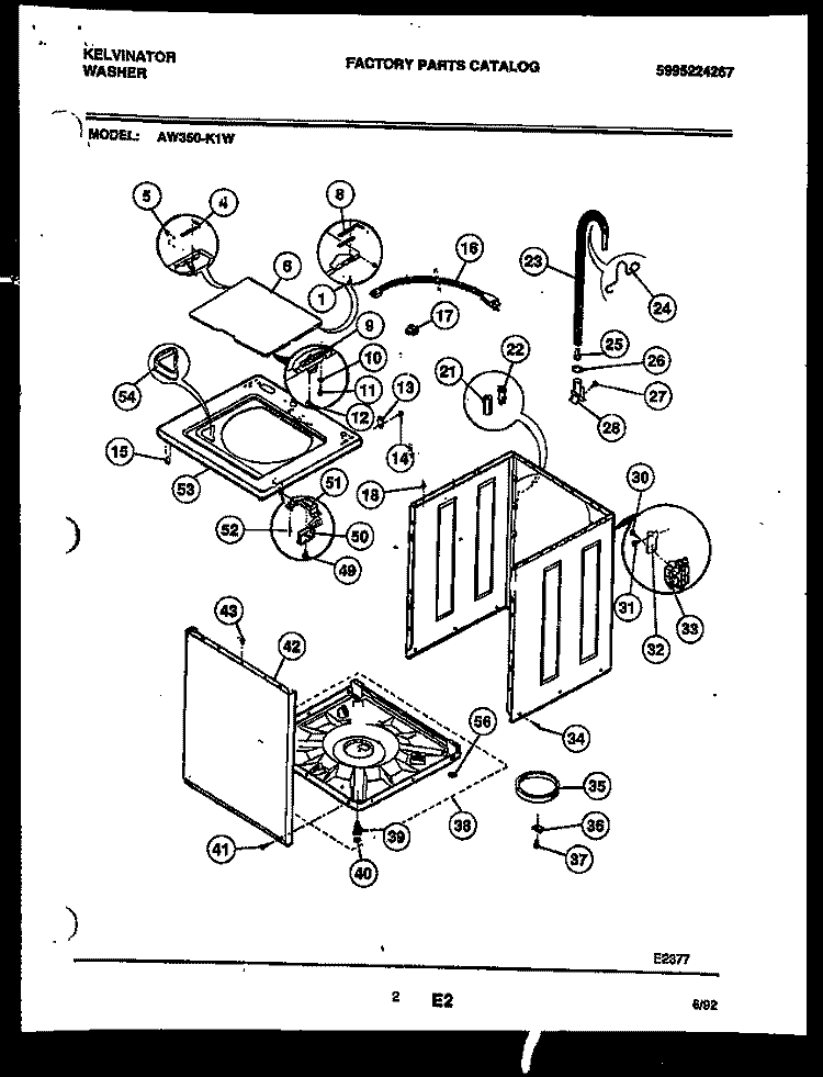 CABINET PARTS Diagram and Parts List for AW350-K1L  Kelvinator Washer
