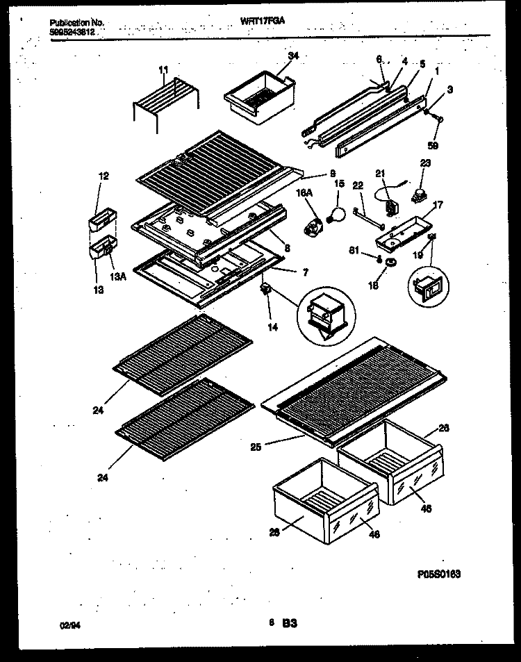 SHELVES AND SUPPORTS Diagram and Parts List for WRT17FGAD1  Frigidaire Refrigerator