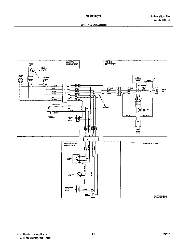 WIRING DIAGRAM Diagram and Parts List for GLRT186TAQ2  Frigidaire Refrigerator