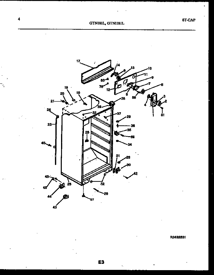 CABINET PARTS Diagram and Parts List for GTL181BL0  Frigidaire Refrigerator