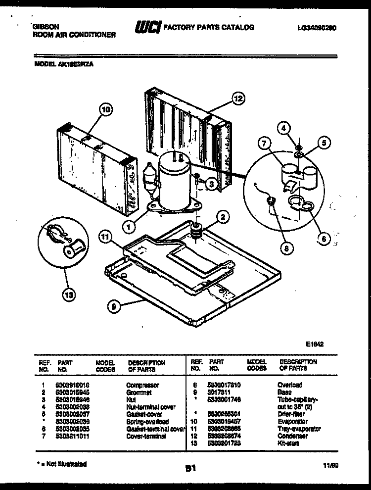 SYSTEM PARTS Diagram and Parts List for AK18E2RZA  Gibson Air Conditioner