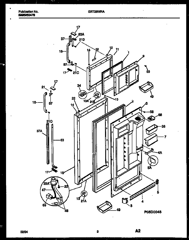 DOOR PARTS Diagram and Parts List for GRT26WRAD1  Gibson Refrigerator