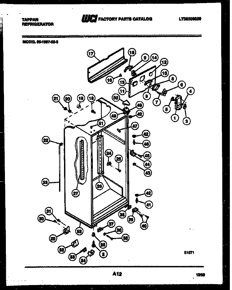 CABINET PARTS Diagram and Parts List for 95-1997-57-03  Tappan Refrigerator