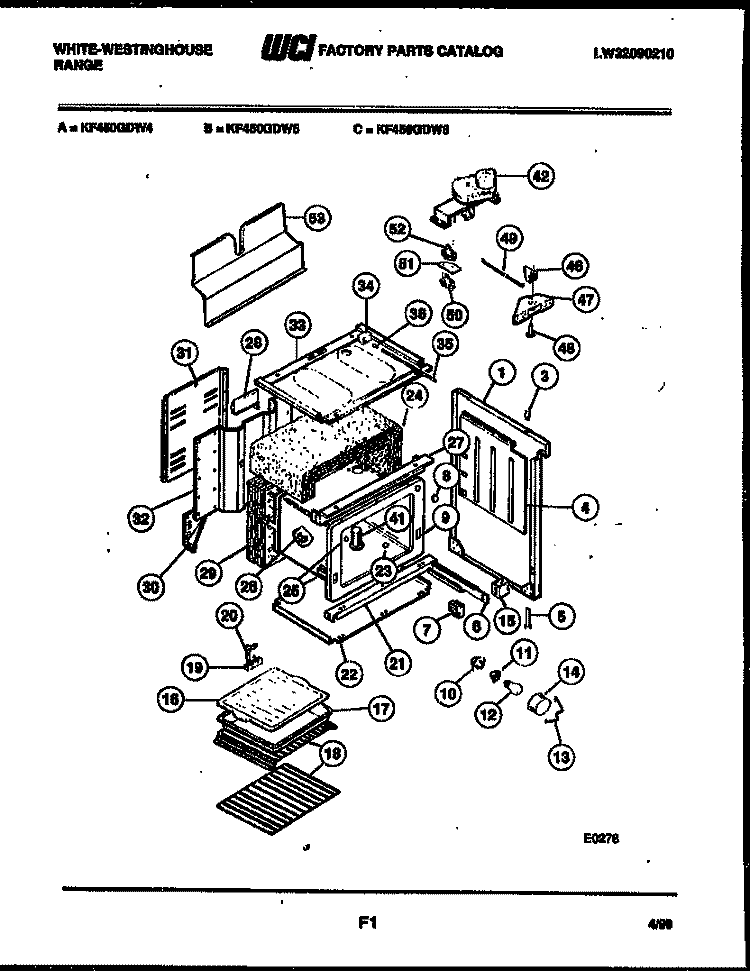 BODY PARTS Diagram and Parts List for KF450GDD6  Frigidaire Range