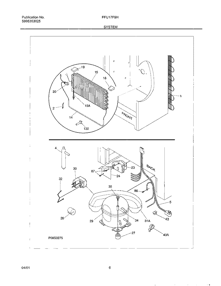 SYSTEM Diagram and Parts List for FFU17F9HW3  Frigidaire Freezer
