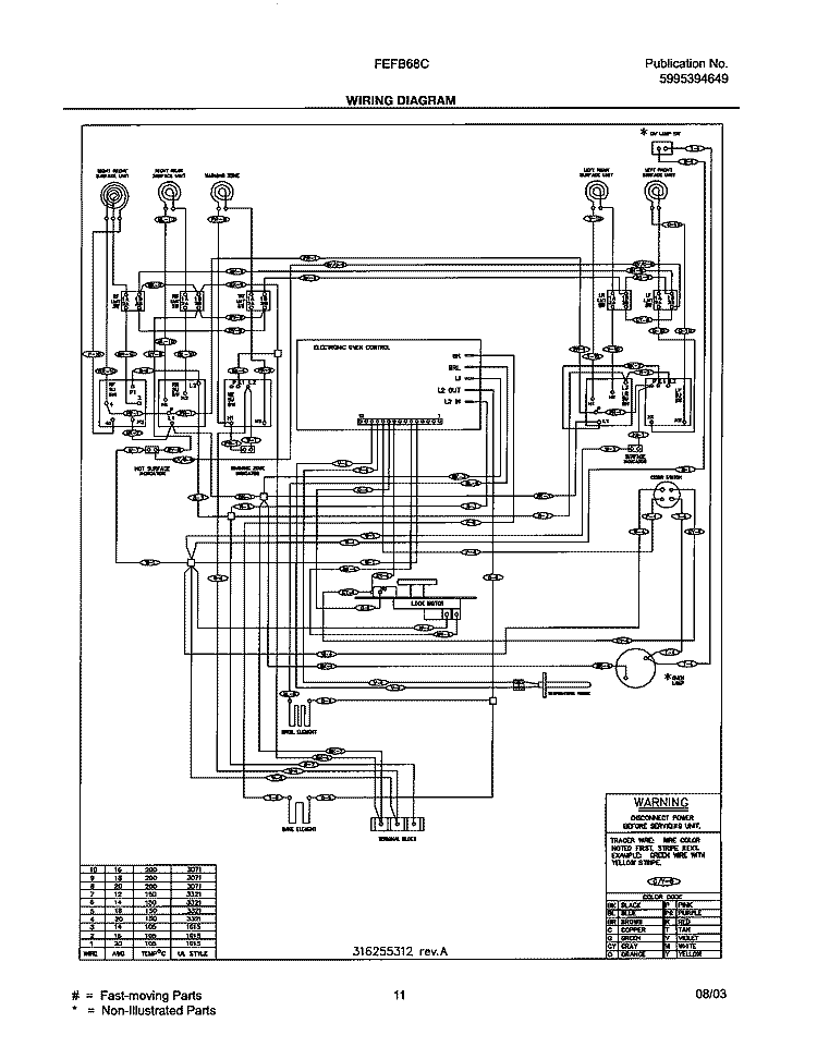 WIRING DIAGRAM Diagram and Parts List for FEFB68CQB  Frigidaire Range