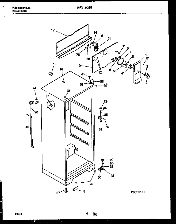CABINET PARTS Diagram and Parts List for WRT15CGBW0  Frigidaire Refrigerator