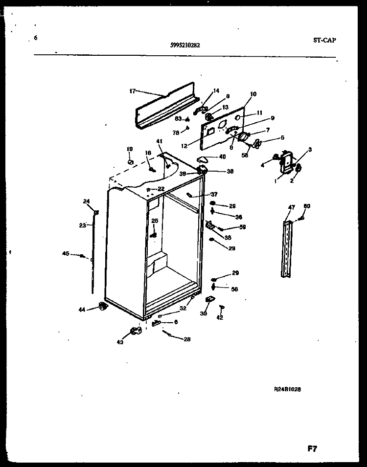 CABINET PARTS Diagram and Parts List for RT176NCD0  Frigidaire Refrigerator