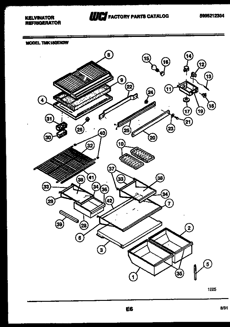 SHELVES AND SUPPORTS Diagram and Parts List for TMK180EN3W  Kelvinator Refrigerator