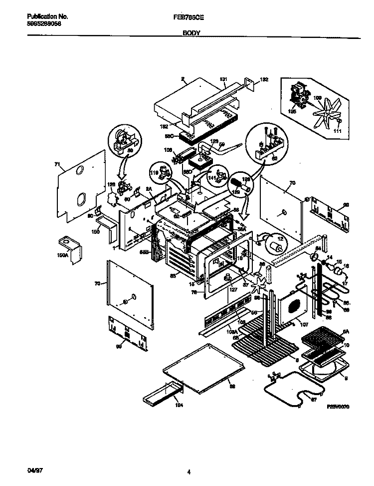 BODY Diagram and Parts List for FEB786CETA  Frigidaire Wall Oven