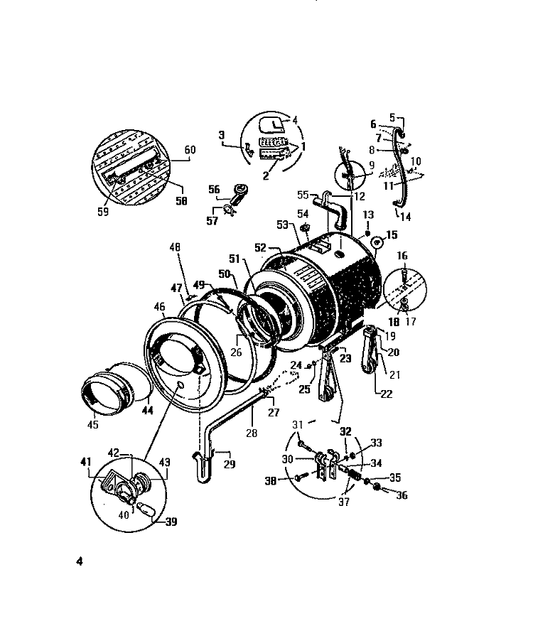TUBS Diagram and Parts List for LT250EXF2  Frigidaire Washer