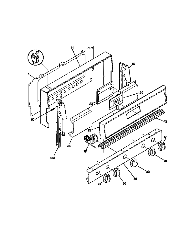 BACKGUARD Diagram and Parts List for FGF332BBDA  Frigidaire Range