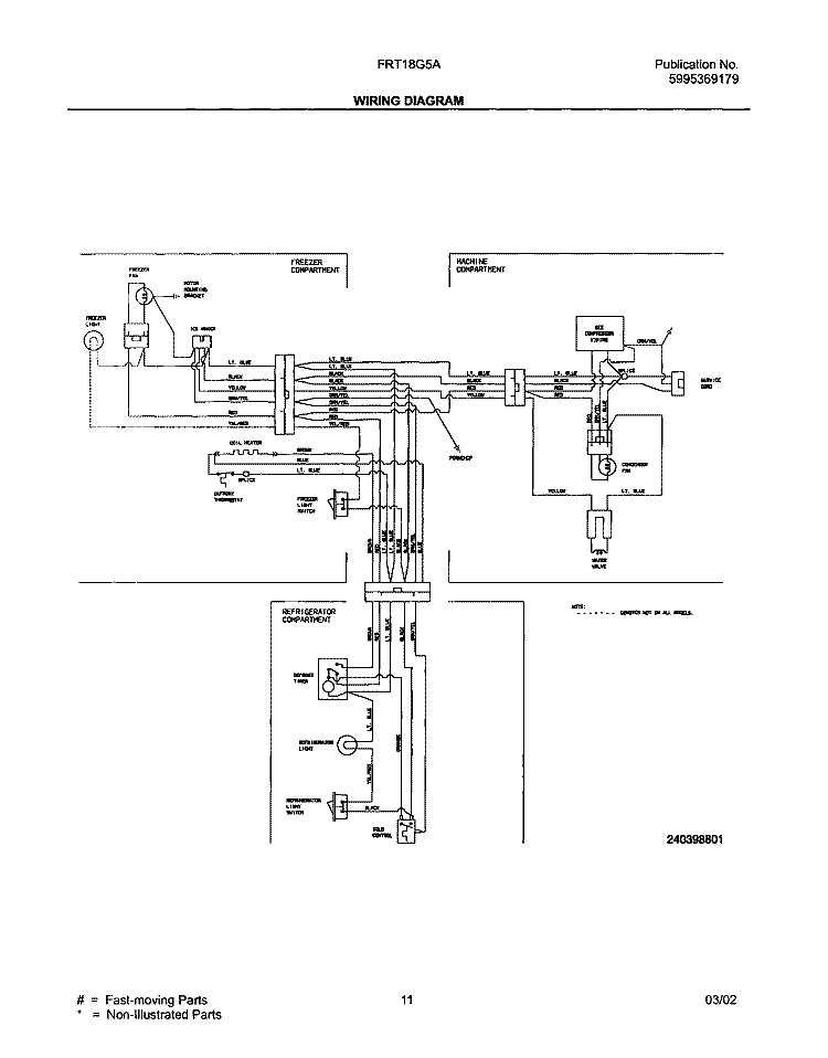 WIRING DIAGRAM Diagram and Parts List for FRT18G5AW2  Frigidaire Refrigerator