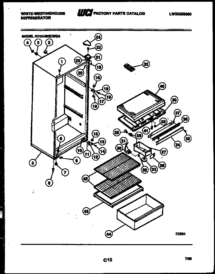 CABINET PARTS Diagram and Parts List for RTG140GCH2A  Frigidaire Refrigerator