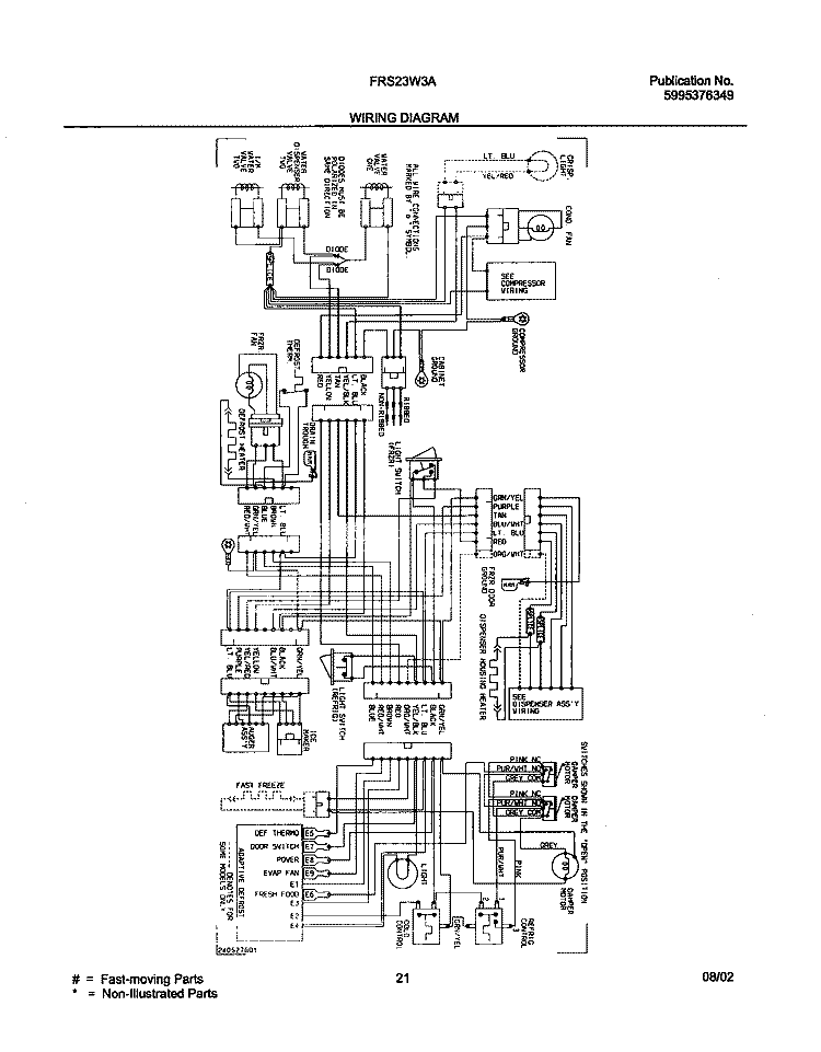 WIRING DIAGRAM Diagram and Parts List for FRS23W3AW6  Frigidaire Refrigerator