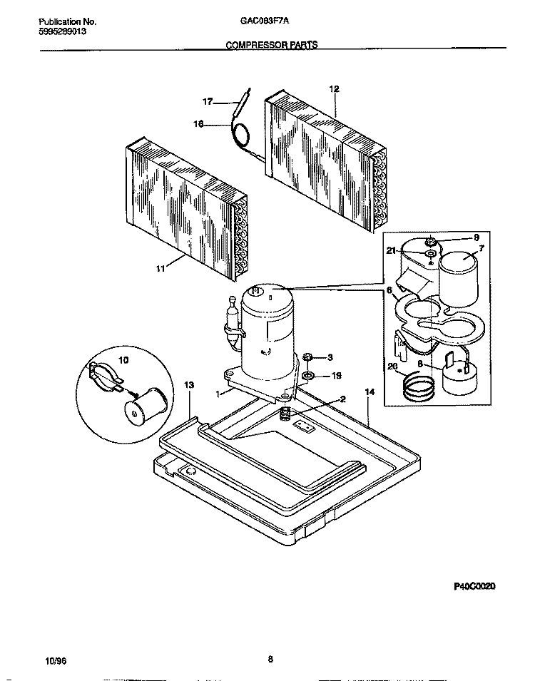 COMPRESSOR PARTS Diagram and Parts List for GAC083F7A1  Gibson Air Conditioner